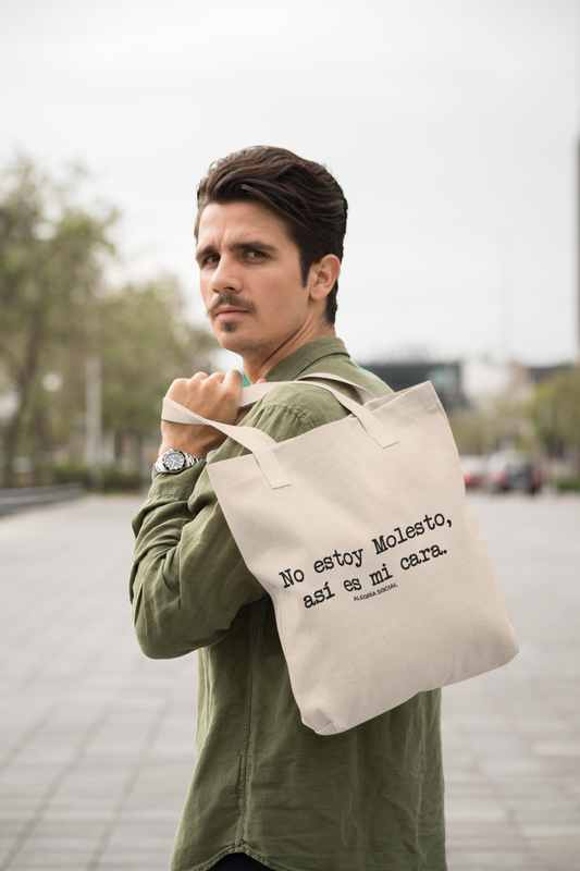 Tote bag No estoy molesto así es mi cara